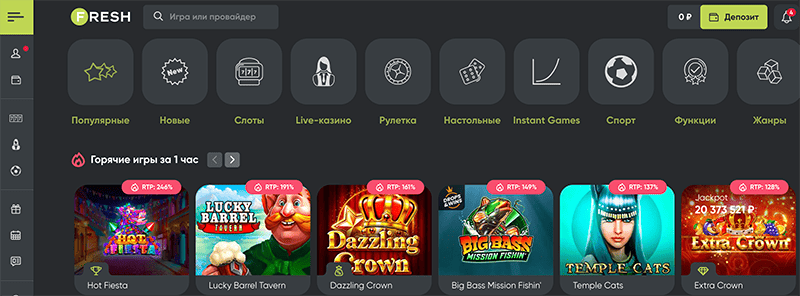 Рабочее зеркало Fresh Casino